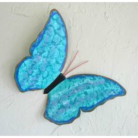 Butterfly Art Wand Skulptur Schmetterling Recycling-Metall Indoor Outdoor Dekor Teal Aqua 8 "x 12"" von frivoloustendencies