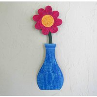 Flower Art Metall Wand Blumen Skulptur Rosa Blau Upcycled Floral Kunst Mom Geschenk Indoor Outdoor Küche Badezimmer Blume 100 X 230 cm von frivoloustendencies