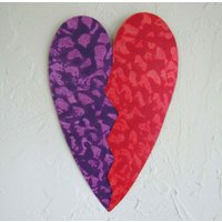 Herz Dekor Metall Wand Skulptur Für Die 8 X 14 Rot Orange Lila Moderne Kunst Sofort Lieferbar von frivoloustendencies