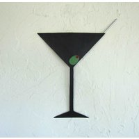 Handgefertigte Martini Metallwand Kunst Mid-Century Bar Dekor | 10x13 Handgefertigte Martini Metallwand Kunst Mid-Century Bar Dekor | 10x13 von frivoloustendencies