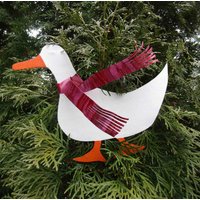 Tree Topper Duck Art Skulptur Metall Ente Ornament Indoor Outdoor Weihnachten Dekor Rot Weiß Gelb Oregon 10 X 8 Versandfertig von frivoloustendencies