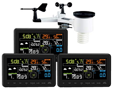 Profi Funk Wetterstation Froggit WH3000 SE PRO TRIPLE (3 Displays) - WiFi Internet Wetterstation Farbdisplay, Wunderground, App von froggit