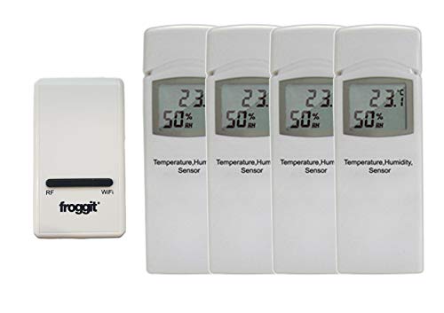 froggit DP1500 Wi-Fi Wetterserver Funk Wetterstation USB Dongle inkl. 4 Thermo-Hygrometer Funksensor von froggit