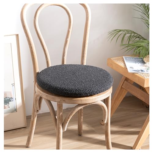 Rundes Stuhlkissen aus Memory Foam, 4,5 cm dickes Sitzkissen & Bodenkissen mit rutschfester Unterseite, Outdoor Sitzpolster für Gartenstuhl(Black,50cm Set of 4) von frstrery