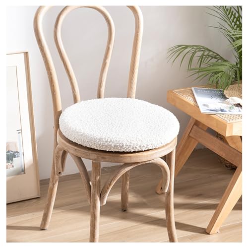 Rundes Stuhlkissen aus Memory Foam, 4,5 cm dickes Sitzkissen & Bodenkissen mit rutschfester Unterseite, Outdoor Sitzpolster für Gartenstuhl(White,50cm Set of 6) von frstrery