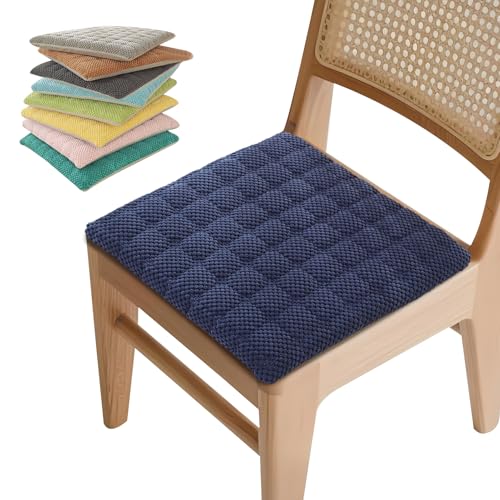 Stuhlkissen Quadratische Cord Sitzkissen, Sitzpolster für Gartenstuhl Stühle, Sitzauflage Stuhl mit Reißverschluss für Indoor Küche Outdoor(Dunkelblau,40 x 40cm 6er Set) von frstrery