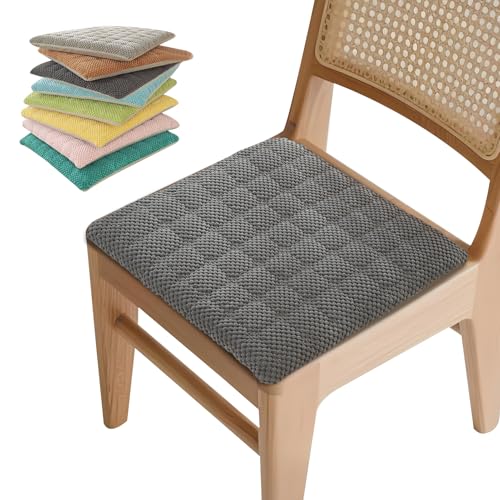 Stuhlkissen Quadratische Cord Sitzkissen, Sitzpolster für Gartenstuhl Stühle, Sitzauflage Stuhl mit Reißverschluss für Indoor Küche Outdoor(Dunkelgrau,50 x 50cm 4er Set) von frstrery