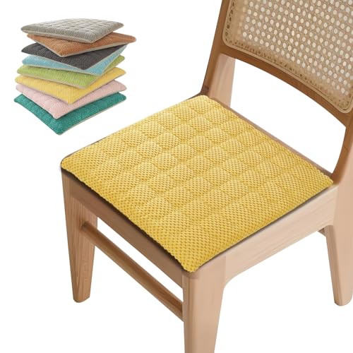 Stuhlkissen Quadratische Cord Sitzkissen, Sitzpolster für Gartenstuhl Stühle, Sitzauflage Stuhl mit Reißverschluss für Indoor Küche Outdoor(Gelb,30 x 30cm 1er Set) von frstrery