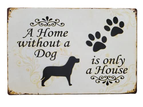 Lustiger Spruch Home Vintage Schild Haustiere Metallschild für Zuhause Kaffee Wanddekoration 20,3 x 30,5 cm (Home Without Dog) von frugal select