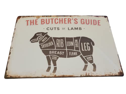 The Butchers Guide Cuts Metallschilder Outdoor Retro Metall-Blechschild Vintage Garage Man Cave Schild für Zuhause Kaffee Wanddekoration 20,3 x 30,5 cm (Lamb) von frugal select