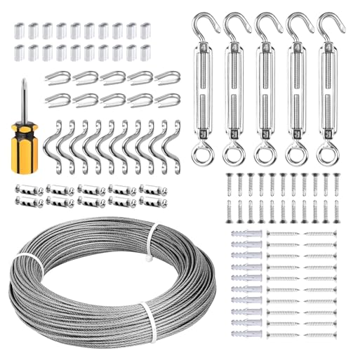 FSHIHINE 2mm Drahtseil Kit, 50m Edelstahlseil PVC Ummantelt Kit mit für Strings Hanging, Garten Rosen von fshihine