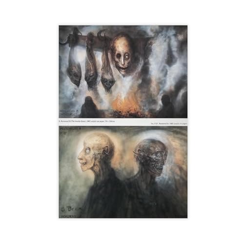 fshsxver HR Giger, Reverend Leinwandposter, Schlafzimmerdekoration, Landschaft, Büro, Raumdekoration, Geschenk, 50 x 75 cm von fshsxver