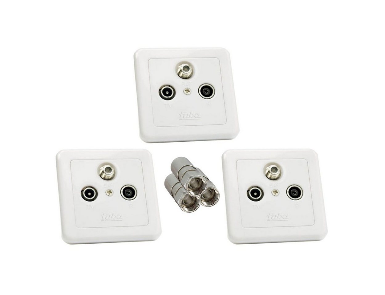 fuba Antennensteckdose 3x GAD 300 Sat-Dose 3-Fach Dose XCon S8 F-Kompressionsstecker 7,5mm von fuba