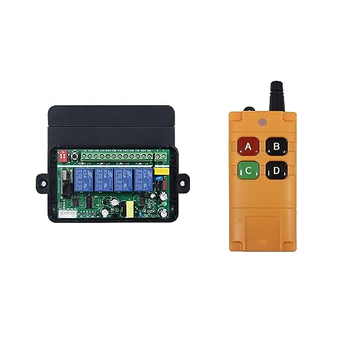 Funkschalter AC 220V 230V 4 Kanäle Drahtlose RF-Fernbedienung Lichtschalter 10A Relaisausgang Funkempfängermodul NO COM NC Garagentore Industrielle wasserdichte Fernbedienung von Imoumou
