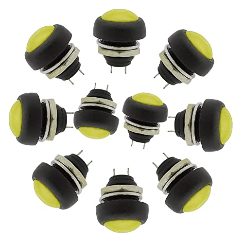 10x Drucktaster rund Taster 12mm DIY Druckschalter AC 1,5A/230V 12V NON-Momentan button | Gelb von fuchswerk