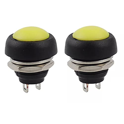 2x Drucktaster rund Taster 12mm DIY Druckschalter AC 1,5A/230V 12V NON-Momentan button | Gelb von fuchswerk