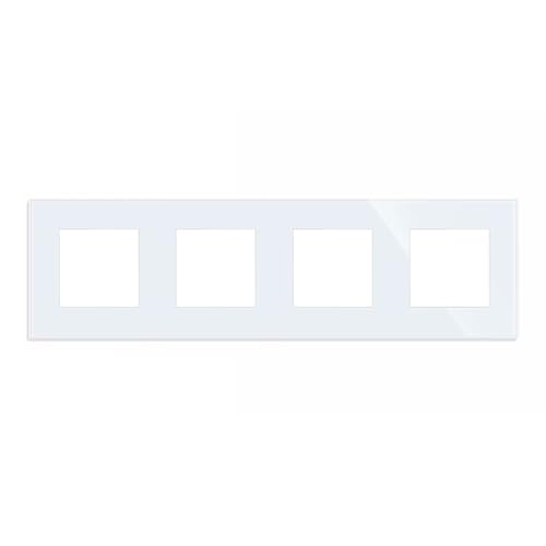 4er Glas Rahmen für Steckdose Schalter, Schuko Einzelsteckdose Wandsteckdose Steckdose 86x86mm EU-Standard | weiß - Rahmen 4er von fuchswerk