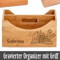 Personalisierte Holz Ordnungsbox Mit Griff | Holzbox Gravur Hobbybedarf von fuerdichvonherzen