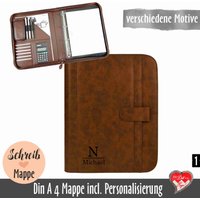 Personalisierte Ringbuchmappe | Braune Konferenzmappe Mit Monogramm von fuerdichvonherzen