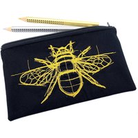 Biene Stiftemäppchen Schwarz Gold Mit Stickerei Stiftetasche von fuersherz