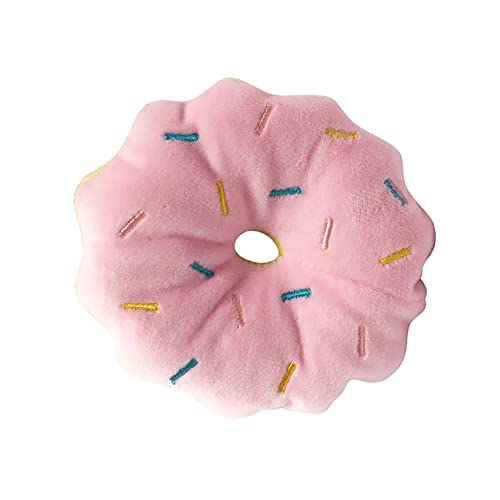 fuik Donut Quietschendes Plüsch-Hundespielzeug, Bissfestes Hundespielzeug, Sicheres Zähneknirschen für Heimtierbedarf (Rosa) von fuik