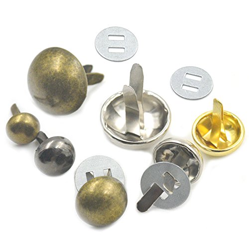 Fujiyuan 10 Stück 20 mm runde Füße Nagelköpfe Nieten Spike Handtasche Tasche Leder mit Unterlegscheibe Nickel von fujiyuan