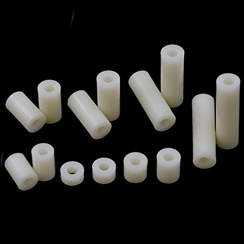 Fujiyuan 100 Stück M4 7 x 4 x 10 Kunststoff Nylon Schraube Bolzen ABS rund ohne Gewinde Abstandshalter Unterlegscheibe weiß von fujiyuan
