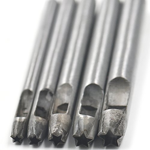 Fujiyuan 4/5/6/7/8 mm Locheisen für Ledergürtel, Dichtungen, Sternform, Stanzwerkzeug für Brieftaschen, Taschen, metall, siehe abbildung, 4 5 6 7 8mm(1 set) von fujiyuan