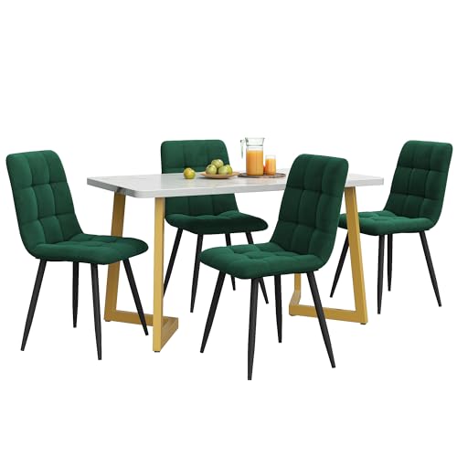 Moderner rechteckiger Esstisch 117*68*75cm für 4-6 Personen - Elegantes Design mit weißer Marmoroptik - MDF-Platte & Metallbeine - Multifunktionaler minimalistischer Couchtisch für Küche und Wohnzimme von fullarrive