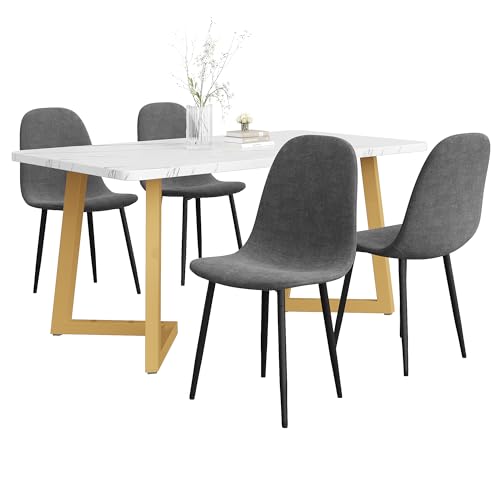 fullarrive Esszimmerstuhl-Set mit fünf Teilen, bestehend aus einem Tisch und Vier Stühlen, mit Metallbeinen, um alle Essbedürfnisse in der Küche/im Esszimmer zu erfüllen. von fullarrive