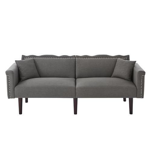 fullarrive Sofa 2-in-1 Multifunktions-Schlafsofa mit Unabhängig Verstellbaren Rückenlehnen, Baumwoll-Leinen-Stoff, Antique Gray von fullarrive