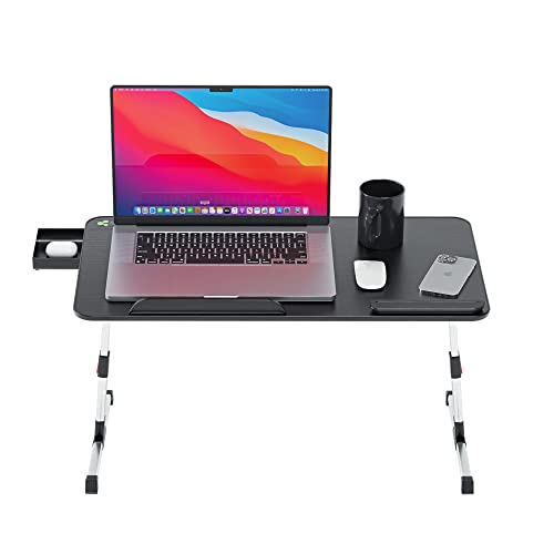 Fulmers Laptoptisch höhenverstellbar mit 5 Stufen - Tablet- & Laptop-Tisch klappbar mit Kleiner Schublade - Notebook Halterung für Bett, Couch, Sofa von fulmers.
