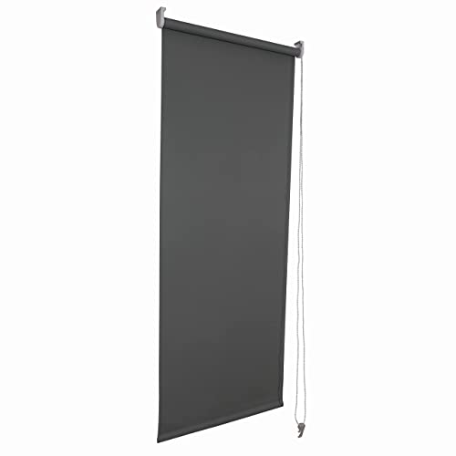 Funky Gadgets Verdunkelungsrollo, Fensterschutz, einfache Montage, Thermo-Rollo, 3 Durchgänge, Verdunkelungsstoff, für Raumverdunkelung, Metallrohr, Anthrazitgrau (60 cm breitx165 cm lang) von funky gadgets
