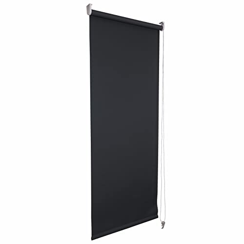 Funky Gadgets Verdunkelungsrollo, Fensterschutz, einfache Montage, Thermo-Rollo, 3 Durchgänge, Verdunkelungsstoff, für Raumverdunkelung, zuschneidbar, Metallrohr, Schwarz (90 cm breitx165 cm lang) von funky gadgets
