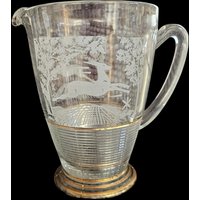 Mid Century Krug Springend Gazelle Rehwald Geriffeltes Glas 1950Er Jahre von funkyflamingoau