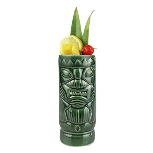 funnyfeng 450ml Tiki Becher Keramik, Hawaii Becher Tiki Tassen Cocktail Cocktailgläser Tiki Tasses, Retro Inspiriertes Tiki-Design für Hawaiian Party Cocktail Keramik von funnyfeng