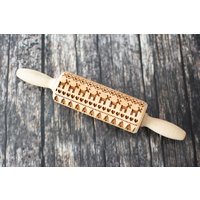 Weihnachtsmuster - Mini-Nudelholz, Präge-Nudelholz, Plätzchen-Dekorationsrolle, Lasergraviertes Nudelholz Weihnachtsmuster - Mini-Nudelholz, Präge-Nudelholz, Plätzchen-Dekorationsrolle, Lasergraviertes Nudelholz von funnyrollingpin