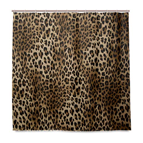 funnyy Duschvorhang mit Leopardenmuster, wasserdicht, Polyester, mit Haken für Zuhause, 183 x 183 cm von funnyy