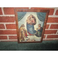 Antiker Gerahmt Religiöser Druck Von Madonna Und Christuskind von funoldstuff