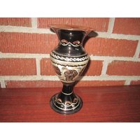 Vintage 1970Er Jahre Wunderschöne Kupfer Vase Mit Ätzsilber-Overlay von funoldstuff