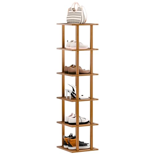 Schmales Schuhregal, vertikales Schuhregal aus Holz, hohes Schuhregal für engen Raum, platzsparende Schuhaufbewahrung, Organizer, Schuhständerregal für Schrank, Eingang, Flur, Wohnzimmer, 6 Etagen Schmales Schuhregal, vertikales Schuhregal aus Holz, hohes Schuhregal für engen Raum, platzsparende Schuhaufbewahrung, Organizer, Schuhständerregal für Schrank, Eingang, Flur, Wohnzimmer, 6 Etagen von funrautz