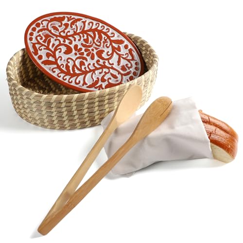 Hostess Terrakotta-Brotwärmerkorb mit Stein-Set, zum Servieren von Brotkörben – perfekte Geschenke für Sauerteigbäcker und Einweihungsfeiern von funsky