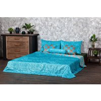 Luxus Aquamarin Kunstfell Bett Set - Tissavel Vegan Astrakhan von furamur