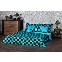 Luxus Kunstfell Bett Set - Aquamarin Smaragd Patchwork, Tissavel Eco Furs Luxus Kunstfell Bett Set - Aquamarin Smaragd Patchwork, Tissavel Eco Furs von furamur