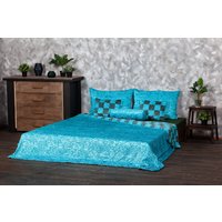 Luxus Aquamarine Kunstpelz Bett Set - Handgefertigte Tissavel Decke & Kissen Luxus Aquamarine Kunstpelz Bett Set - Handgefertigte Tissavel Decke & Kissen von furamur