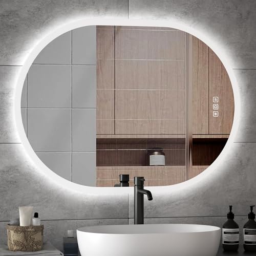 furduzz 90x70cm Oval LED Badezimmerspiegel, Wandmontierter Eitelkeitsspiegel mit Anti-Nebel, 3 Farben, Speicher, Dimmbar, Smart Badezimmer Licht Spiegel, Horizontal/Vertikal furduzz 90x70cm Oval LED Badezimmerspiegel, Wandmontierter Eitelkeitsspiegel mit Anti-Nebel, 3 Farben, Speicher, Dimmbar, Smart Badezimmer Licht Spiegel, Horizontal/Vertikal von furduzz