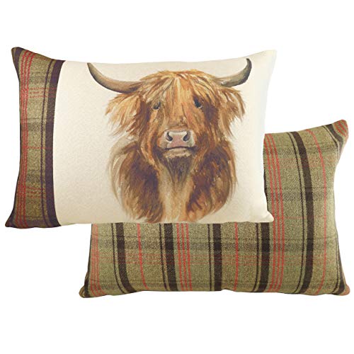Evans Lichfield Hunter Kissen mit Hochlandkuh, Polyester, gefüllt, Mehrfarbig, 40 x 60 cm von Evans Lichfield