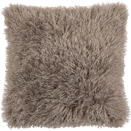 Furn Rowan Kissenbezug – Weiches Dekokissen im mongolischen Stil aus Kunstfell mit Samtrückseite (Mokka – 50x50cm) von furn.