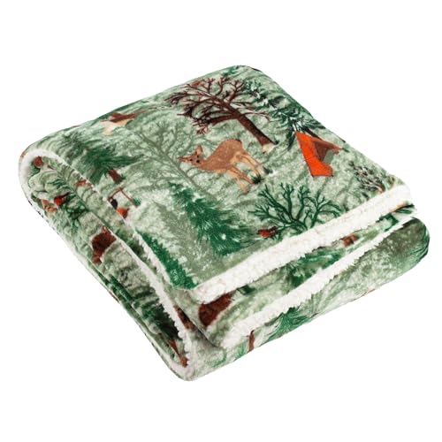 Furn. Lodge Wood Sherpa-Fleece-Überwurf – Eichengrün – 130 x 150 cm von furn.