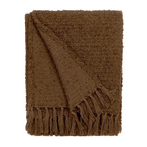 Yard Candar Strukturierter Bouclé-Überwurf – Kakao – 130 x 170 cm von furn.